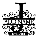 Personalized Initial Name Monogram metal wall sign displayed on the wall