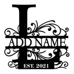 Personalized Initial Name Monogram metal wall sign displayed on the wall