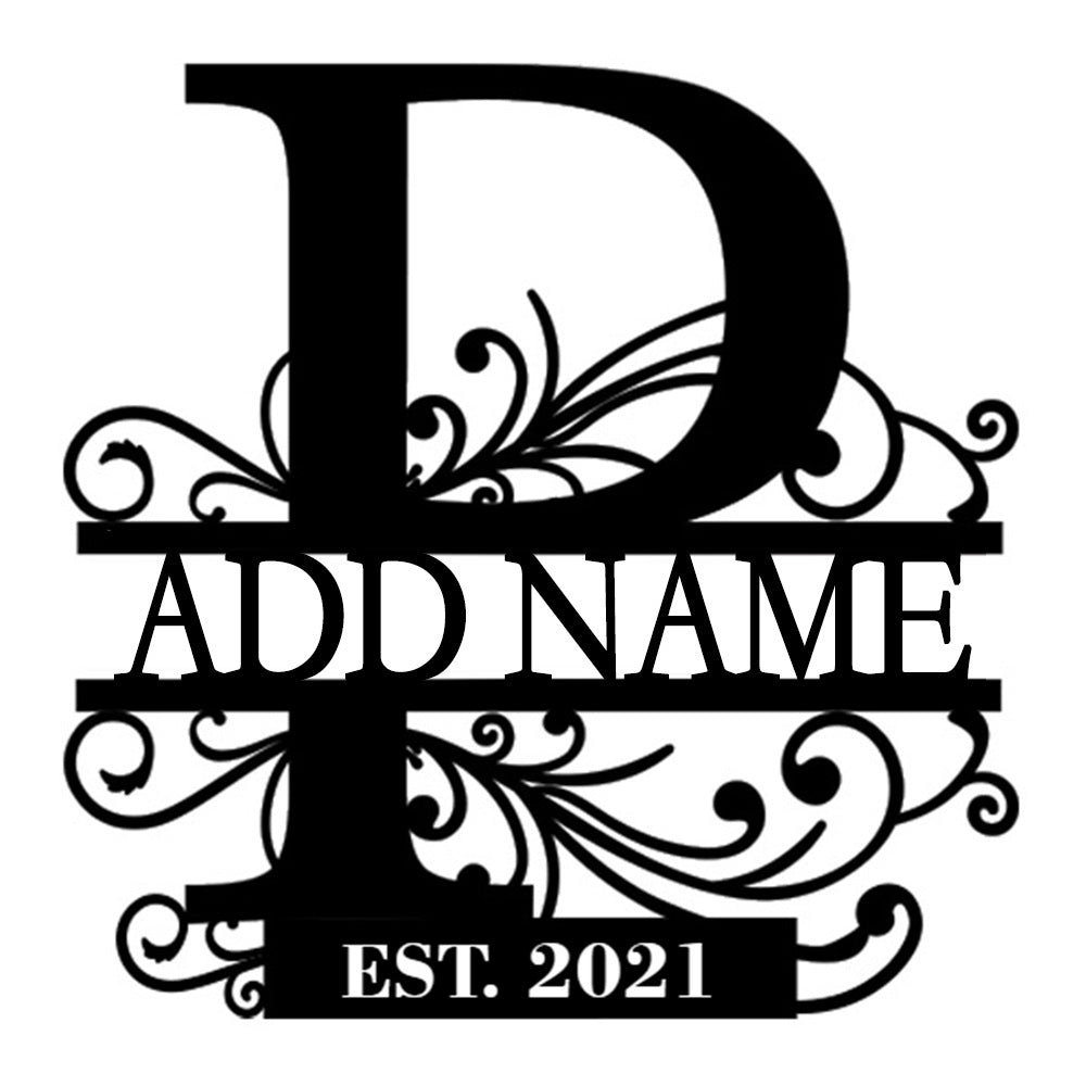 Personalized Initial Name Monogram metal wall sign displayed on the wall