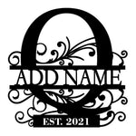 Personalized Initial Name Monogram metal wall sign displayed on the wall
