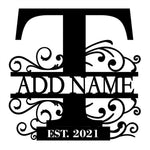 Personalized Initial Name Monogram metal wall sign displayed on the wall
