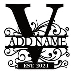 Personalized Initial Name Monogram metal wall sign displayed on the wall