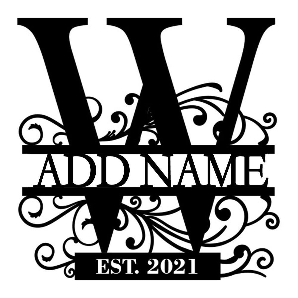 Personalized Initial Name Monogram metal wall sign displayed on the wall