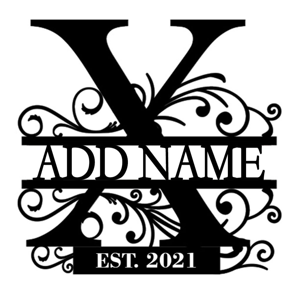 Personalized Initial Name Monogram metal wall sign displayed on the wall