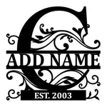 Personalized Initial Name Monogram metal wall sign displayed on the wall