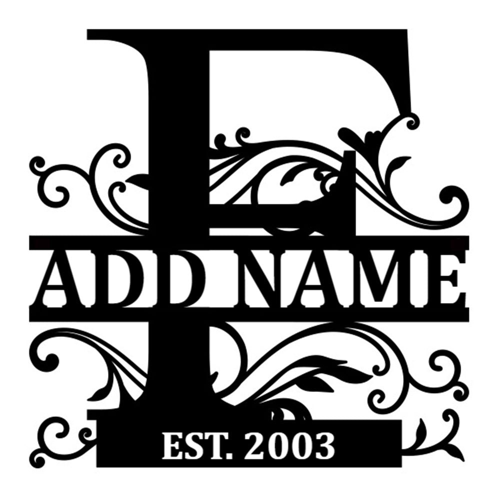Personalized Initial Name Monogram metal wall sign displayed on the wall