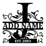 Personalized Initial Name Monogram metal wall sign displayed on the wall