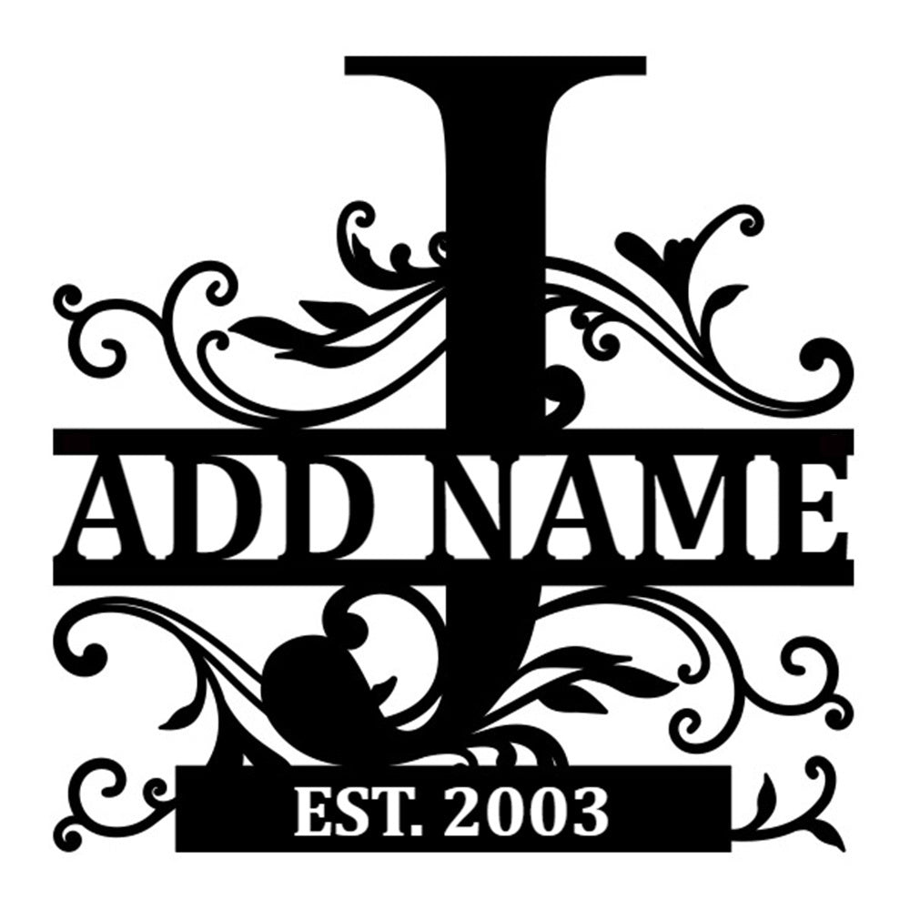 Personalized Initial Name Monogram metal wall sign displayed on the wall