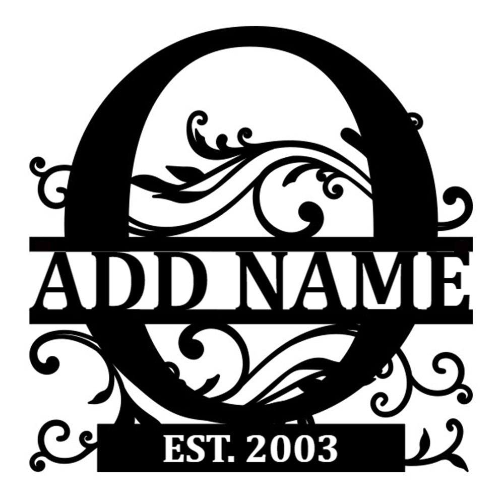 Personalized Initial Name Monogram metal wall sign displayed on the wall