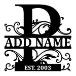 Personalized Initial Name Monogram metal wall sign displayed on the wall