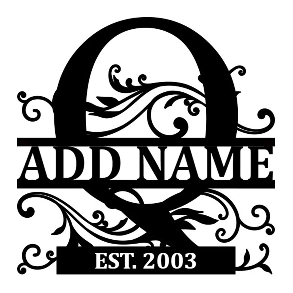 Personalized Initial Name Monogram metal wall sign displayed on the wall