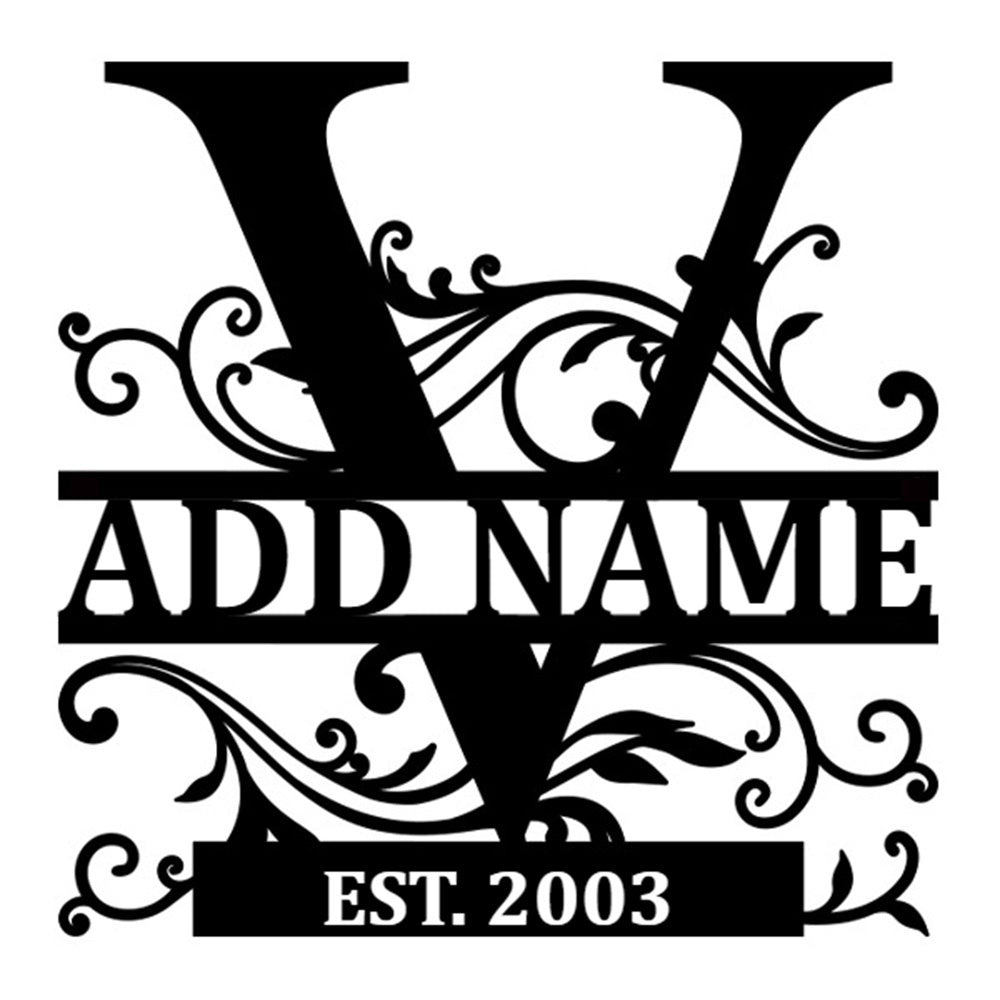 Personalized Initial Name Monogram metal wall sign displayed on the wall