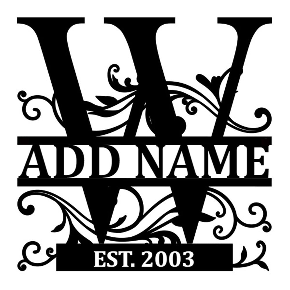 Personalized Initial Name Monogram metal wall sign displayed on the wall