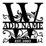 Personalized Initial Name Monogram metal wall sign displayed on the wall