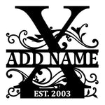 Personalized Initial Name Monogram metal wall sign displayed on the wall