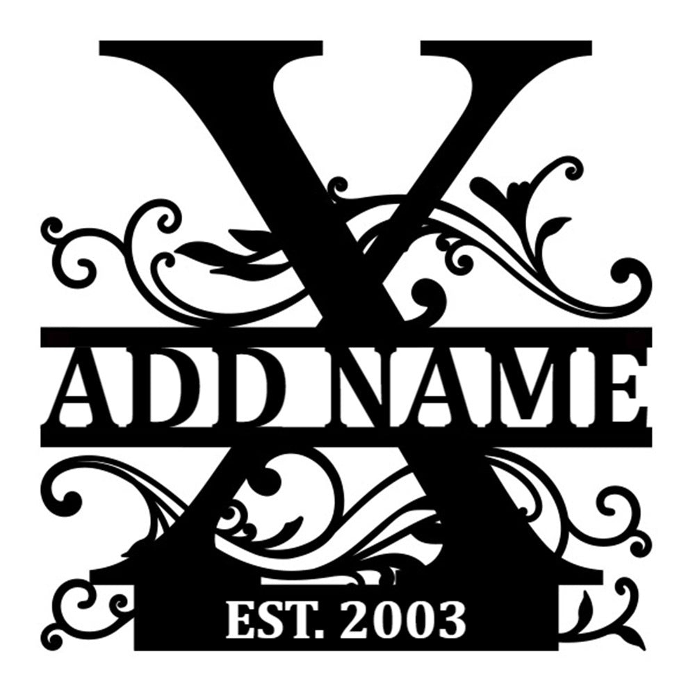 Personalized Initial Name Monogram metal wall sign displayed on the wall