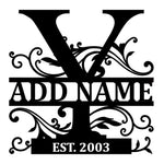 Personalized Initial Name Monogram metal wall sign displayed on the wall