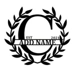 Personalized Initial Name Monogram metal wall sign displayed on the wall
