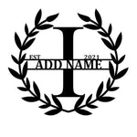 Personalized Initial Name Monogram metal wall sign displayed on the wall