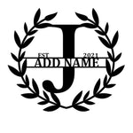Personalized Initial Name Monogram metal wall sign displayed on the wall