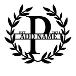 Personalized Initial Name Monogram metal wall sign displayed on the wall