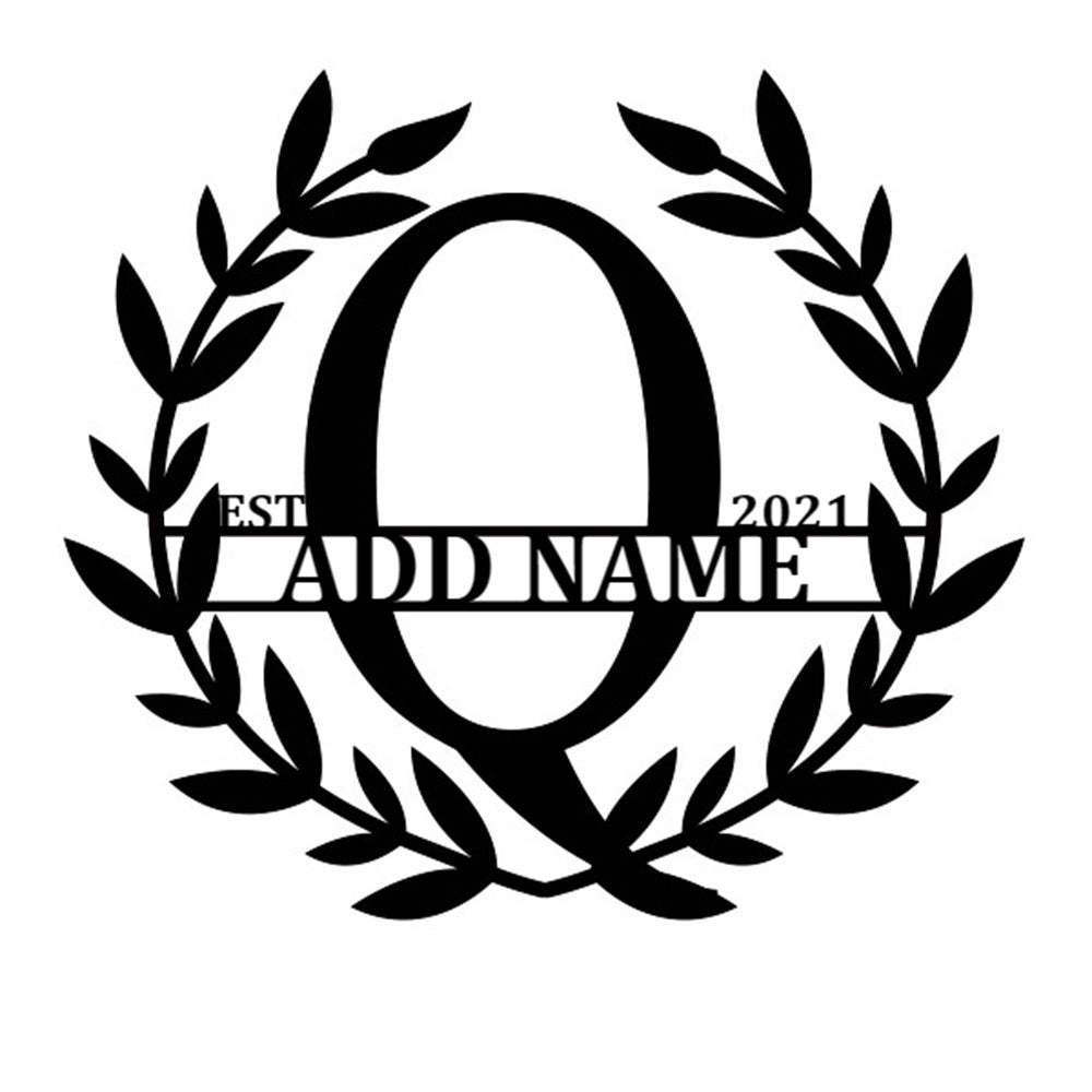 Personalized Initial Name Monogram metal wall sign displayed on the wall