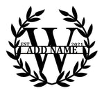 Personalized Initial Name Monogram metal wall sign displayed on the wall