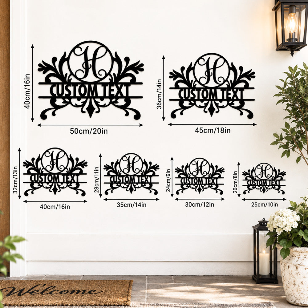 Personalized Initial Name Monogram metal wall sign displayed on the wall