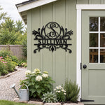 Personalized Initial Name Monogram metal wall sign displayed on the wall