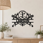 Personalized Initial Name Monogram metal wall sign displayed on the wall