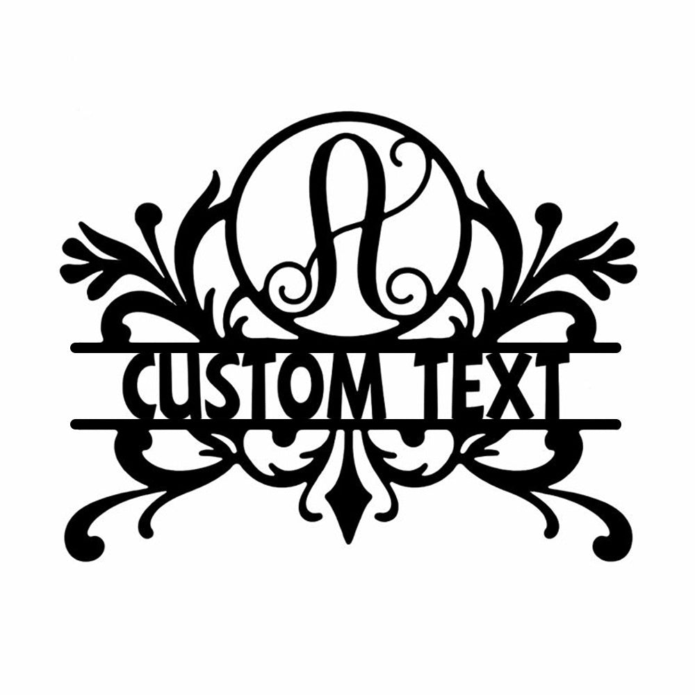Personalized Initial Name Monogram metal wall sign displayed on the wall