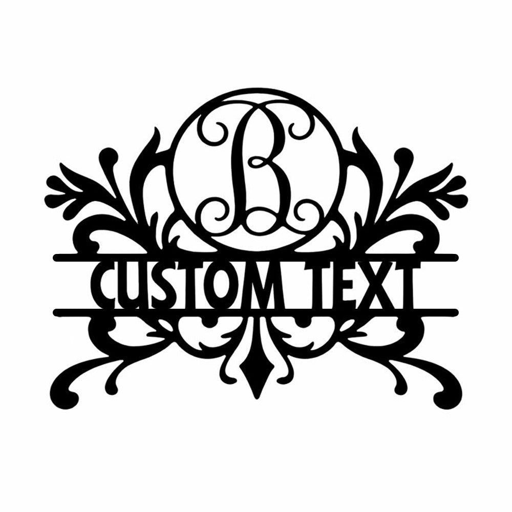 Personalized Initial Name Monogram metal wall sign displayed on the wall