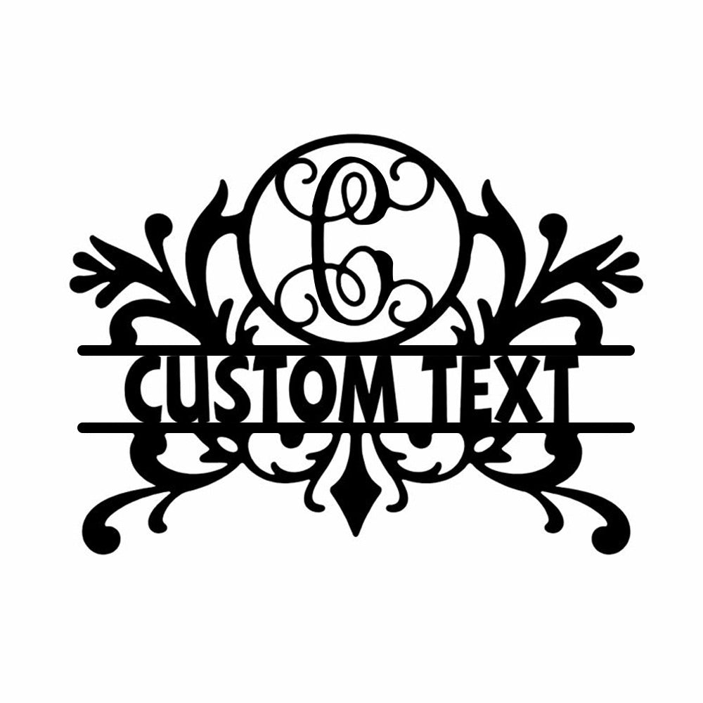 Personalized Initial Name Monogram metal wall sign displayed on the wall