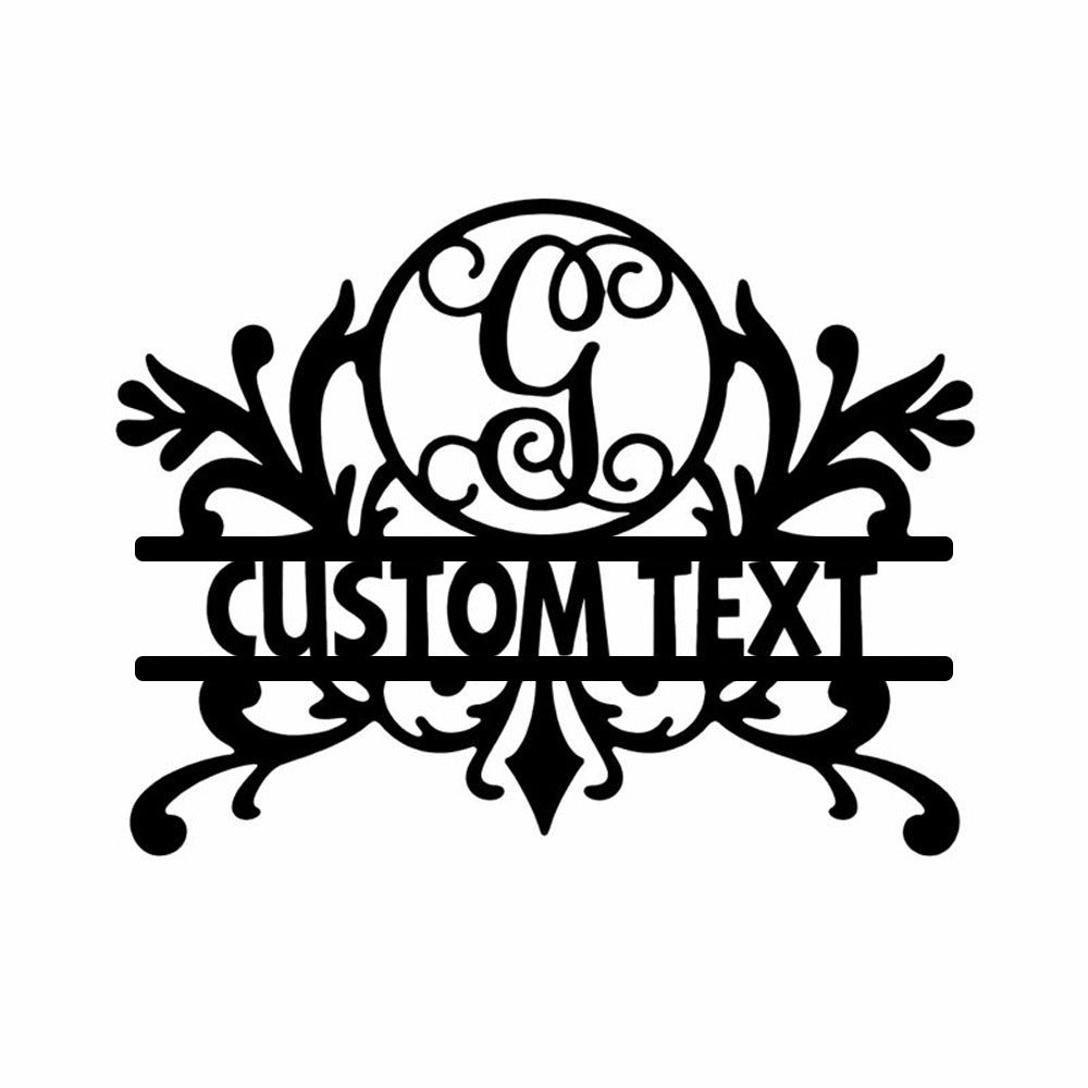 Personalized Initial Name Monogram metal wall sign displayed on the wall