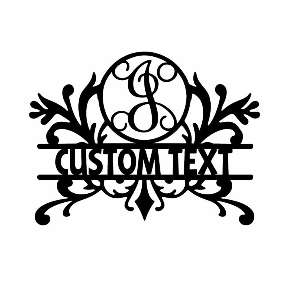Personalized Initial Name Monogram metal wall sign displayed on the wall