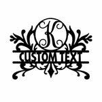 Personalized Initial Name Monogram metal wall sign displayed on the wall