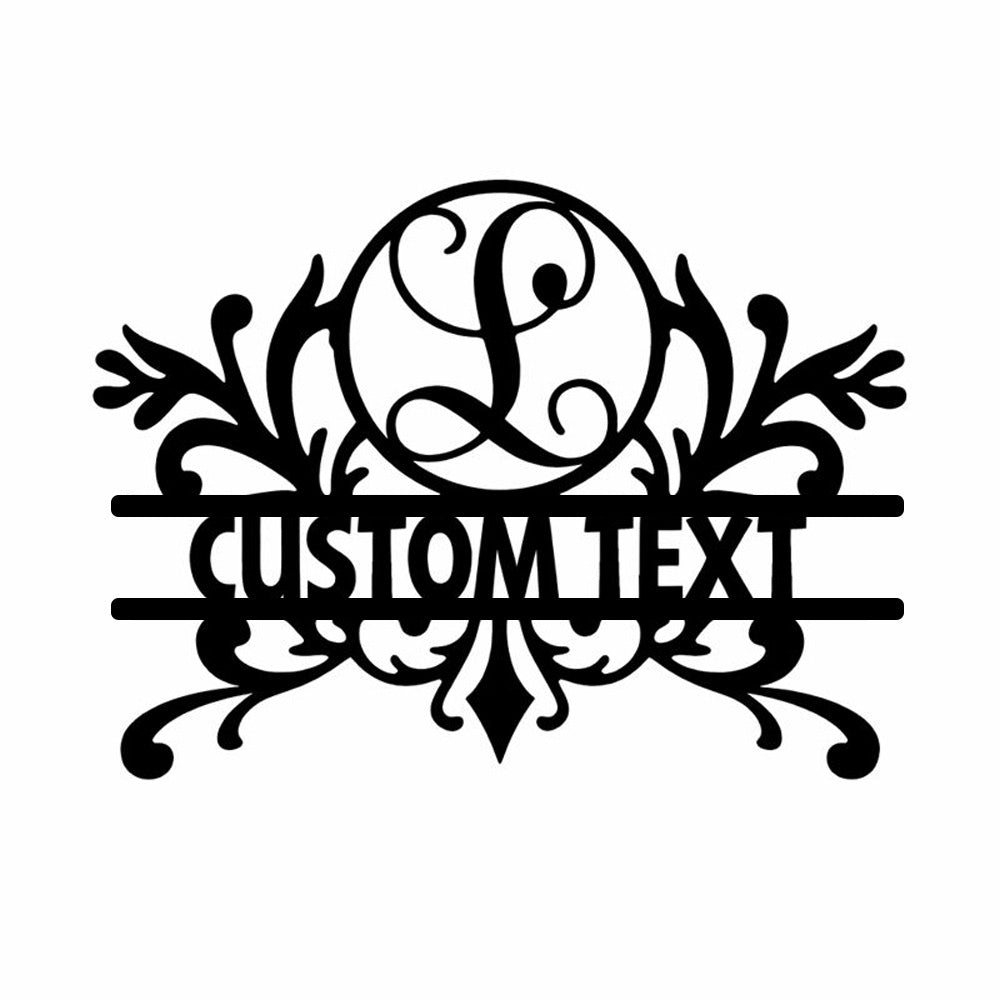 Personalized Initial Name Monogram metal wall sign displayed on the wall