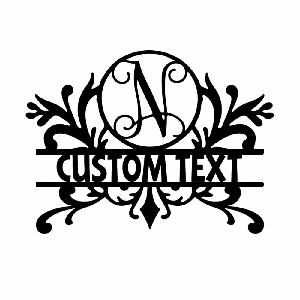 Personalized Initial Name Monogram metal wall sign displayed on the wall