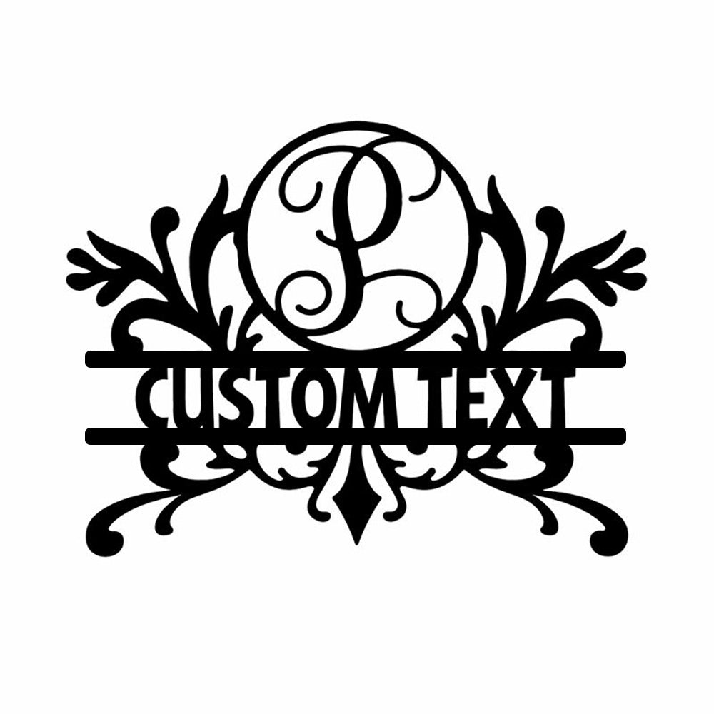 Personalized Initial Name Monogram metal wall sign displayed on the wall