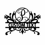Personalized Initial Name Monogram metal wall sign displayed on the wall