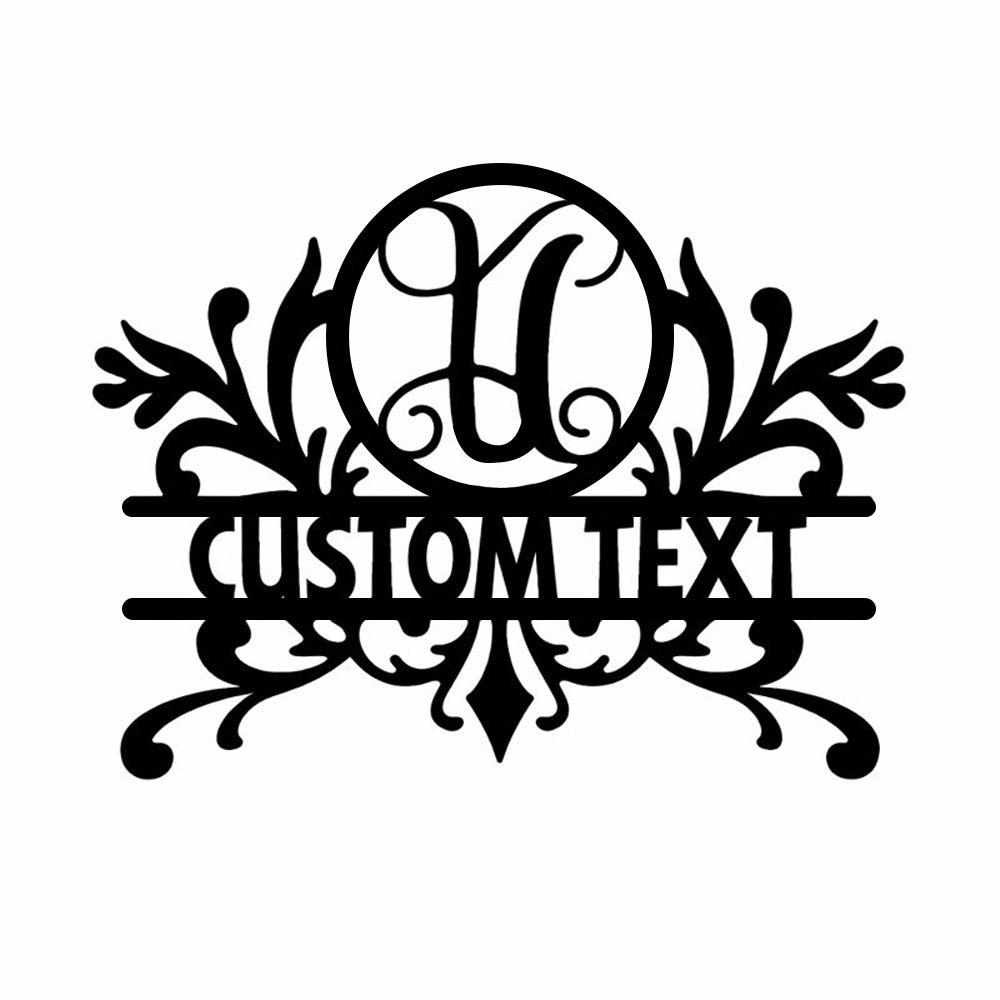 Personalized Initial Name Monogram metal wall sign displayed on the wall