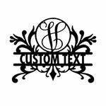 Personalized Initial Name Monogram metal wall sign displayed on the wall