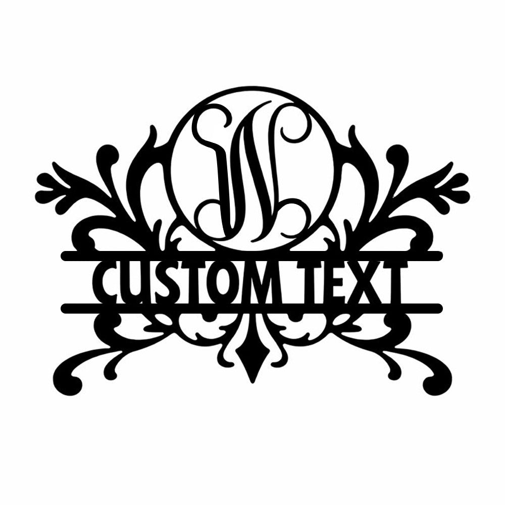 Personalized Initial Name Monogram metal wall sign displayed on the wall