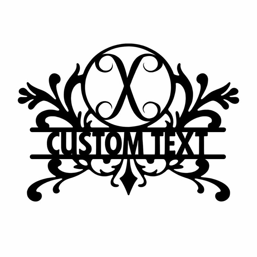 Personalized Initial Name Monogram metal wall sign displayed on the wall