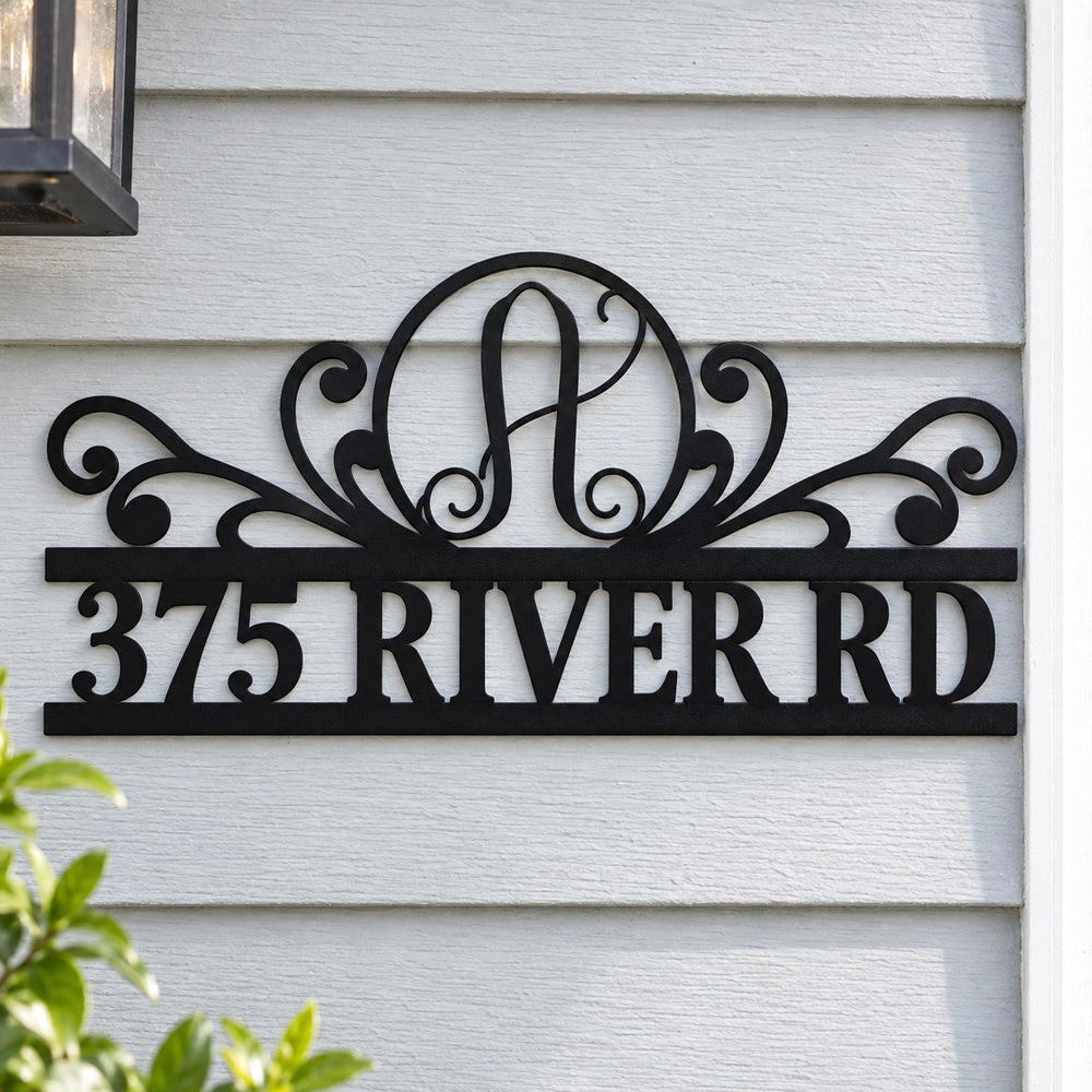 Personalized Initial Name Monogram metal wall sign displayed on the wall