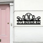 Personalized Initial Name Monogram metal wall sign displayed on the wall
