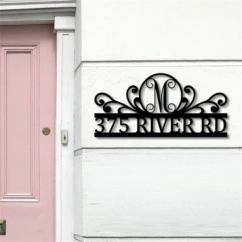 Personalized Initial Name Monogram metal wall sign displayed on the wall