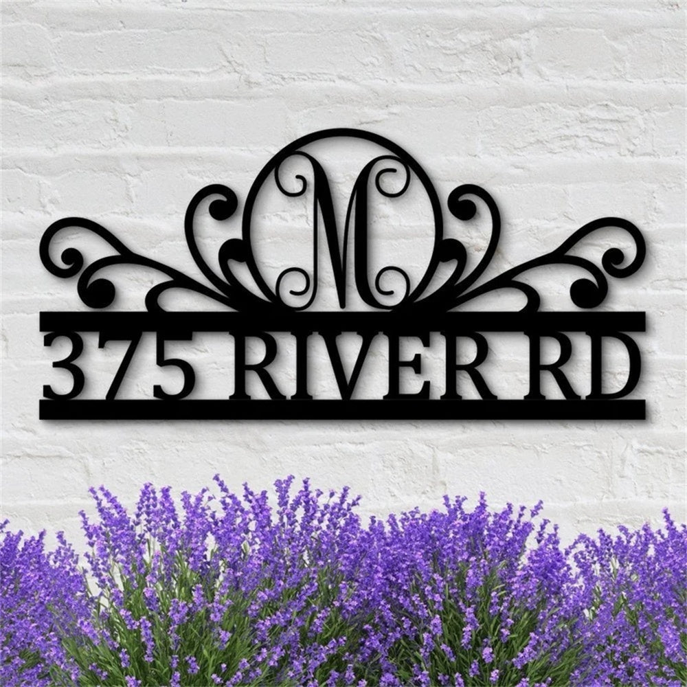 Personalized Initial Name Monogram metal wall sign displayed on the wall