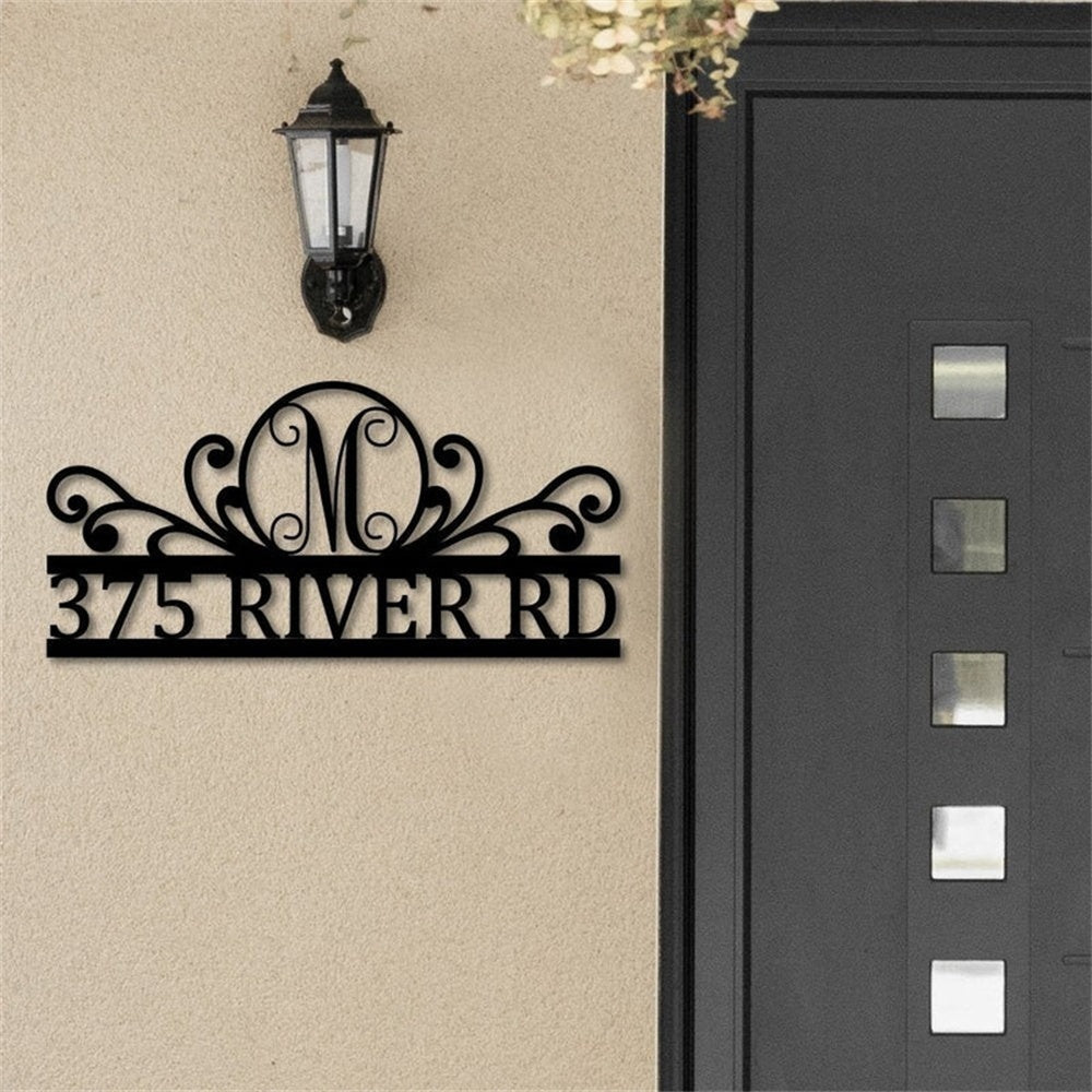 Personalized Initial Name Monogram metal wall sign displayed on the wall