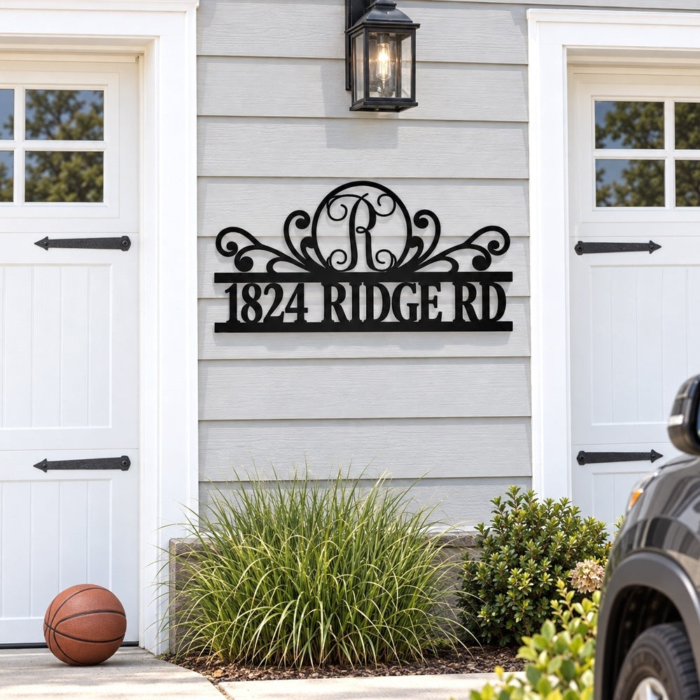 Personalized Initial Name Monogram metal wall sign displayed on the wall